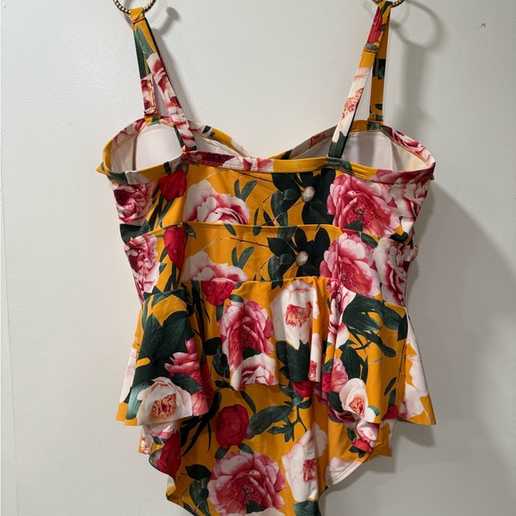 Torrid Yellow Floral Print one piece swimsuit - Picture 2 of 3